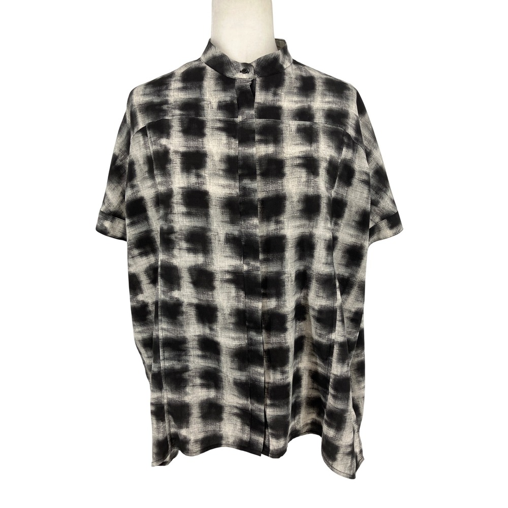 RO&DE‎ Plaid Button Down Shirt Womens M Black White Excellent Oversized Boxy